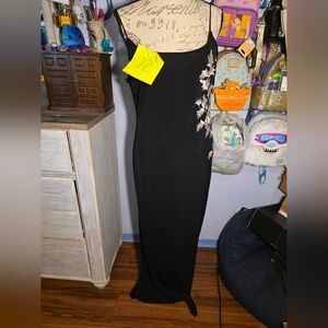 JS Boutique Black Dress with White Floral Design